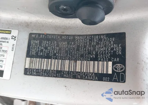 2009 Toyota Corolla Le z USA, uszkodzony, nr VIN 2T1BU40E09C026004